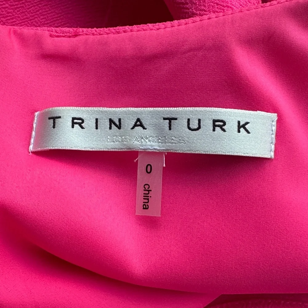Trina Turk Fuchsia Ruffle Cold Shoulder Dress - Picture 2 of 4